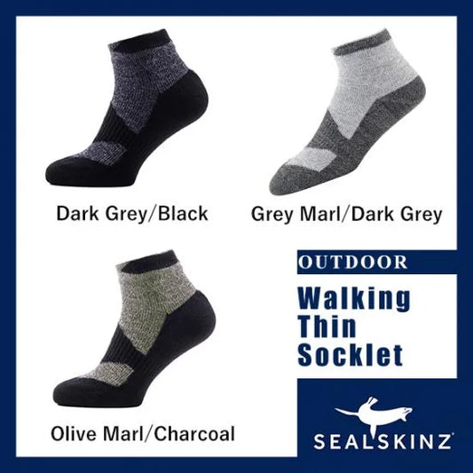 【完全防水スポーツ用スニーカー丈ソックス】Walking Thin Socklet【SEALSKINZ】