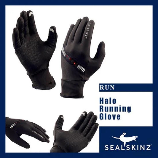 【LED付き軽量ランニンググローブ】Halo Running Glove【SEALSKINZ】ランニング 夜間 自転車 シールスキンズ