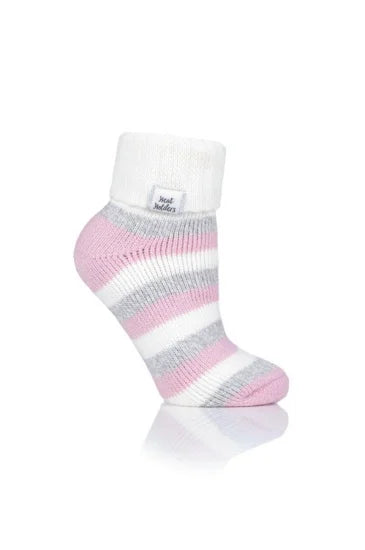 LADIES HEAT HOLDERS SLEEP SOCKS - RIB TURN OVER CUFF TOG2.3