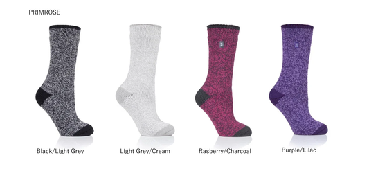 LADIES HEAT HOLDERS TWIST SOCKS - PRIMROSE - LISBON TOG2.3