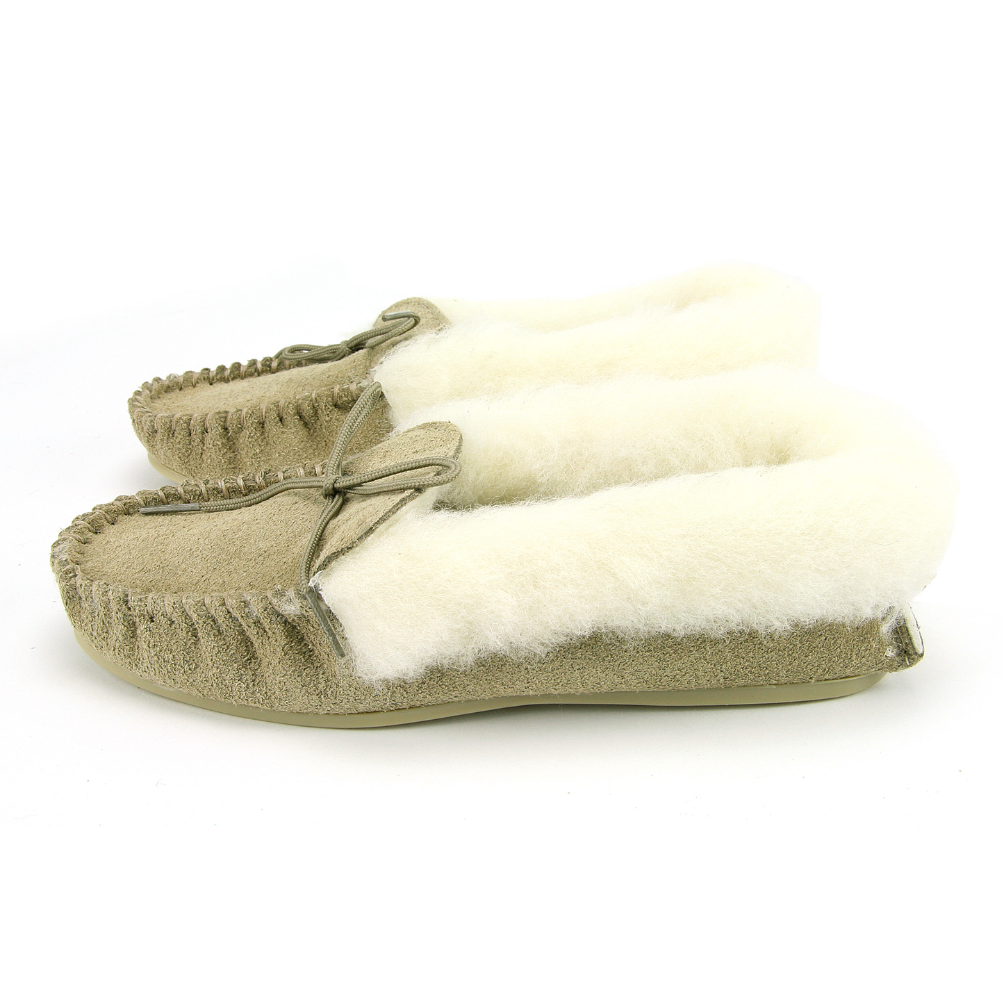 Wool Collar Moccasins With Sole